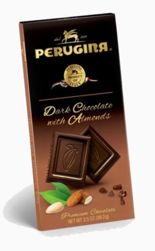 Perugina Dark Chocolate & Almonds Bar 3oz. Bars ( Case of 12 )