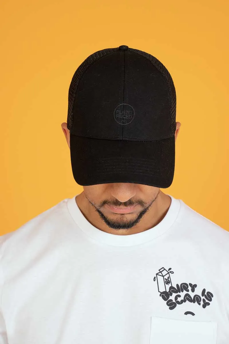 Plant Faced Trucker Cap - Black Out - ORGANIC