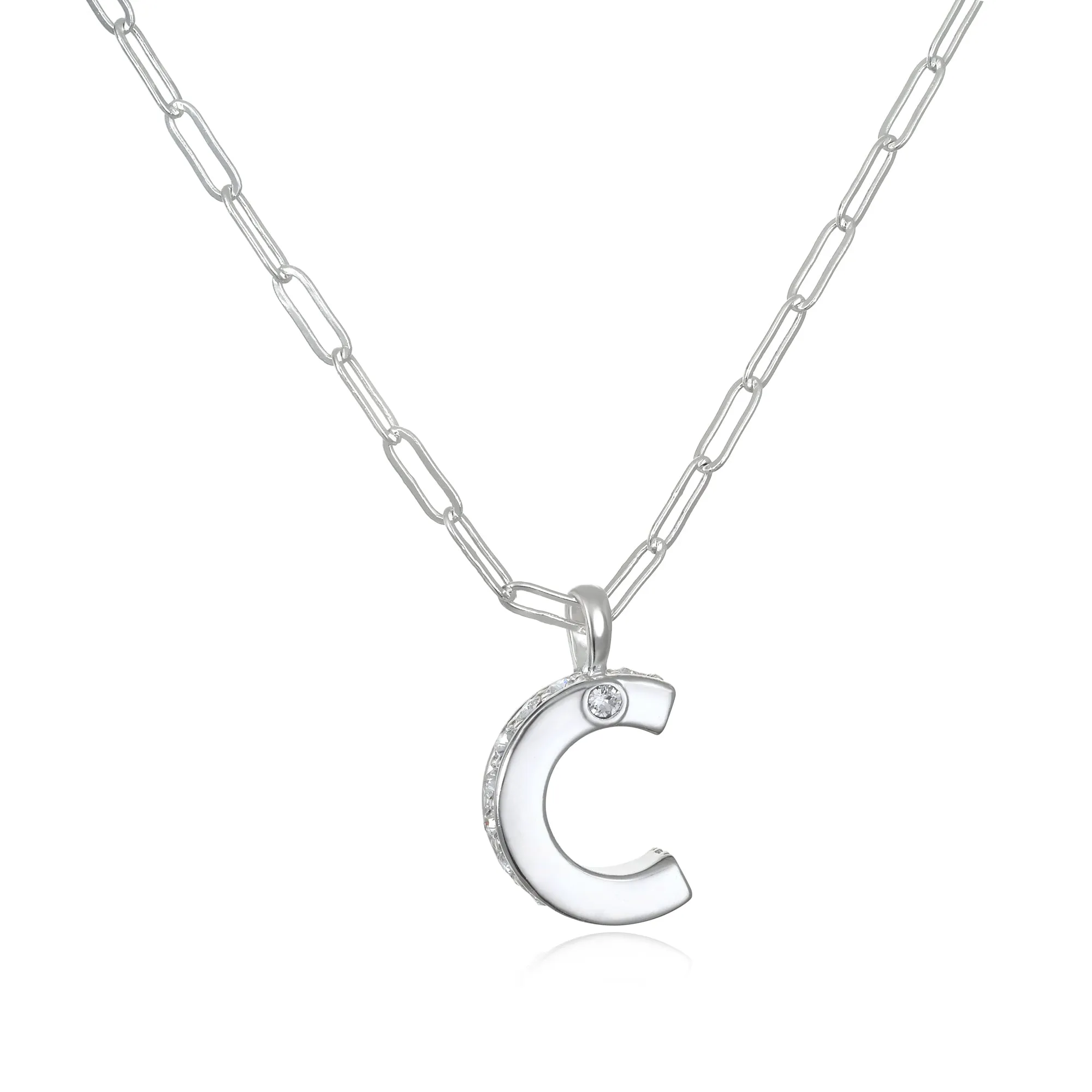 Poppy Initial Necklace- Silver