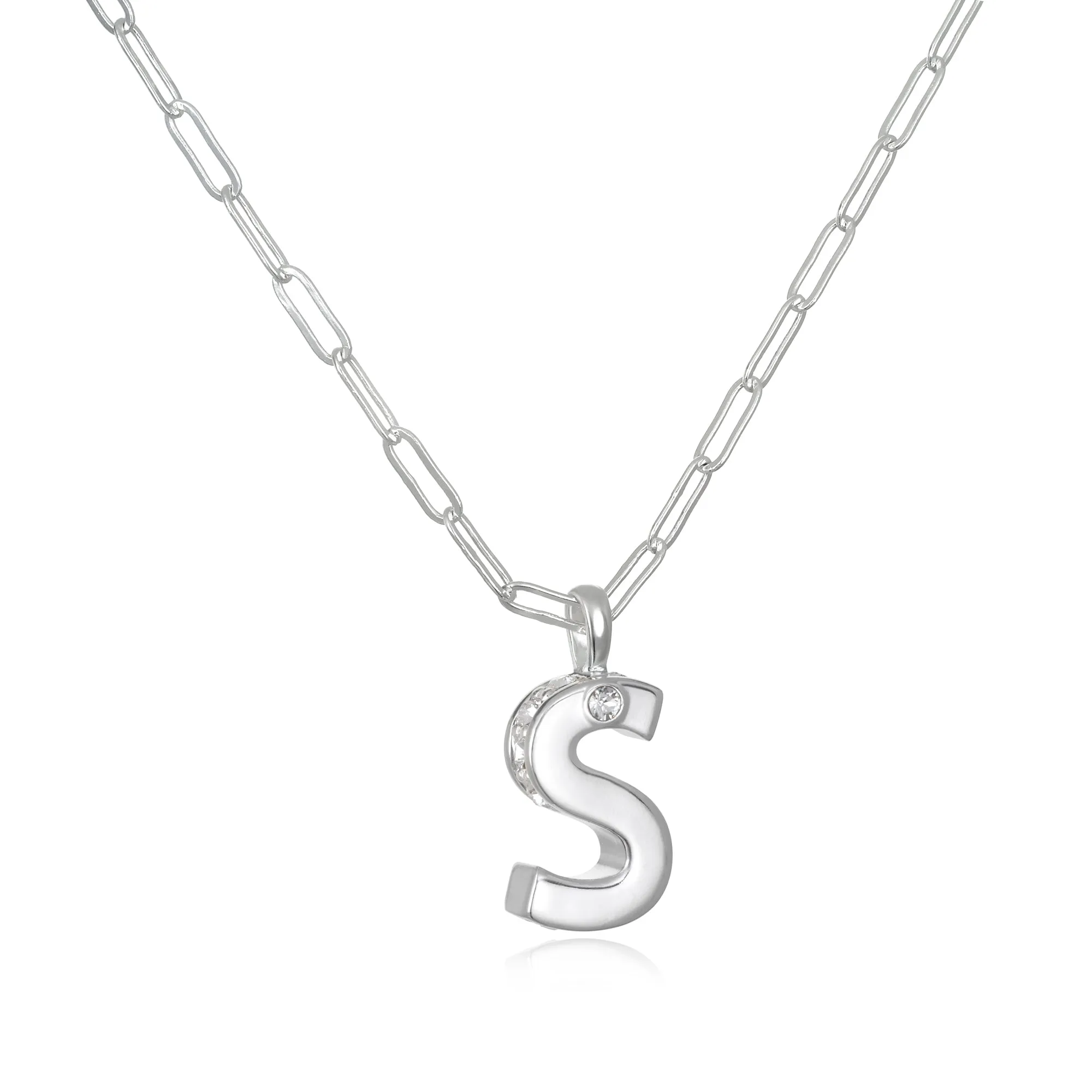 Poppy Initial Necklace- Silver