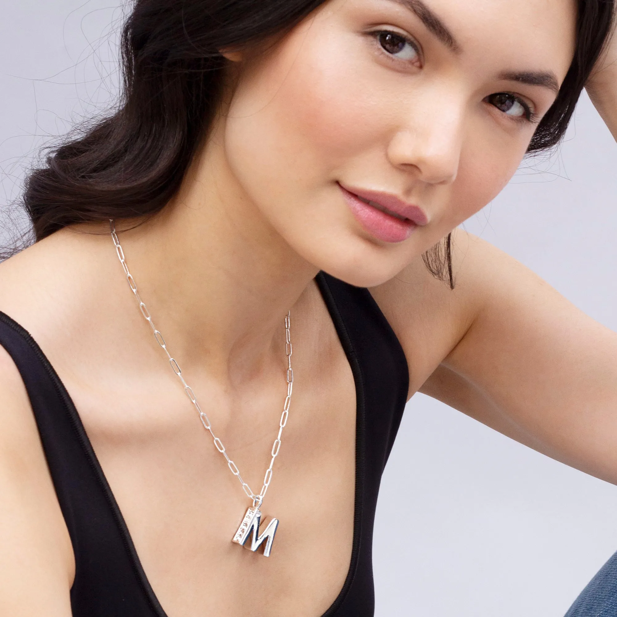 Poppy Initial Necklace- Silver