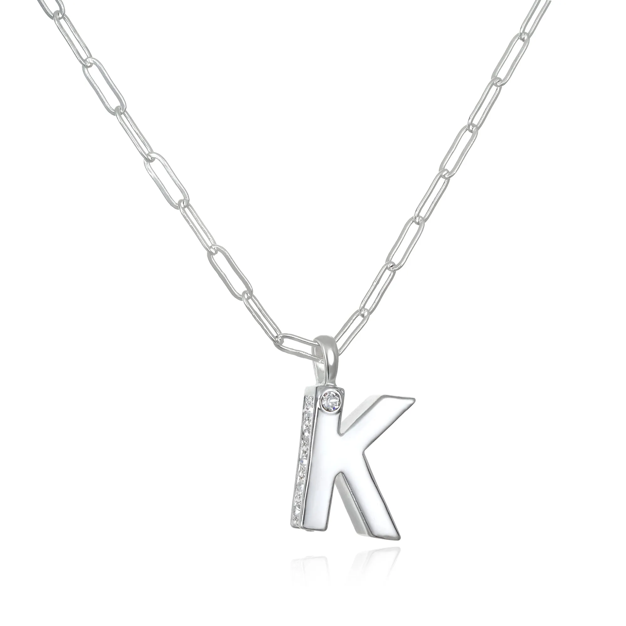 Poppy Initial Necklace- Silver