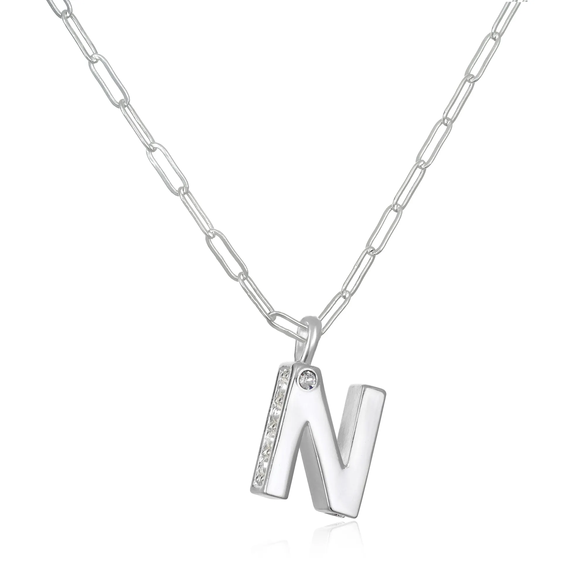 Poppy Initial Necklace- Silver