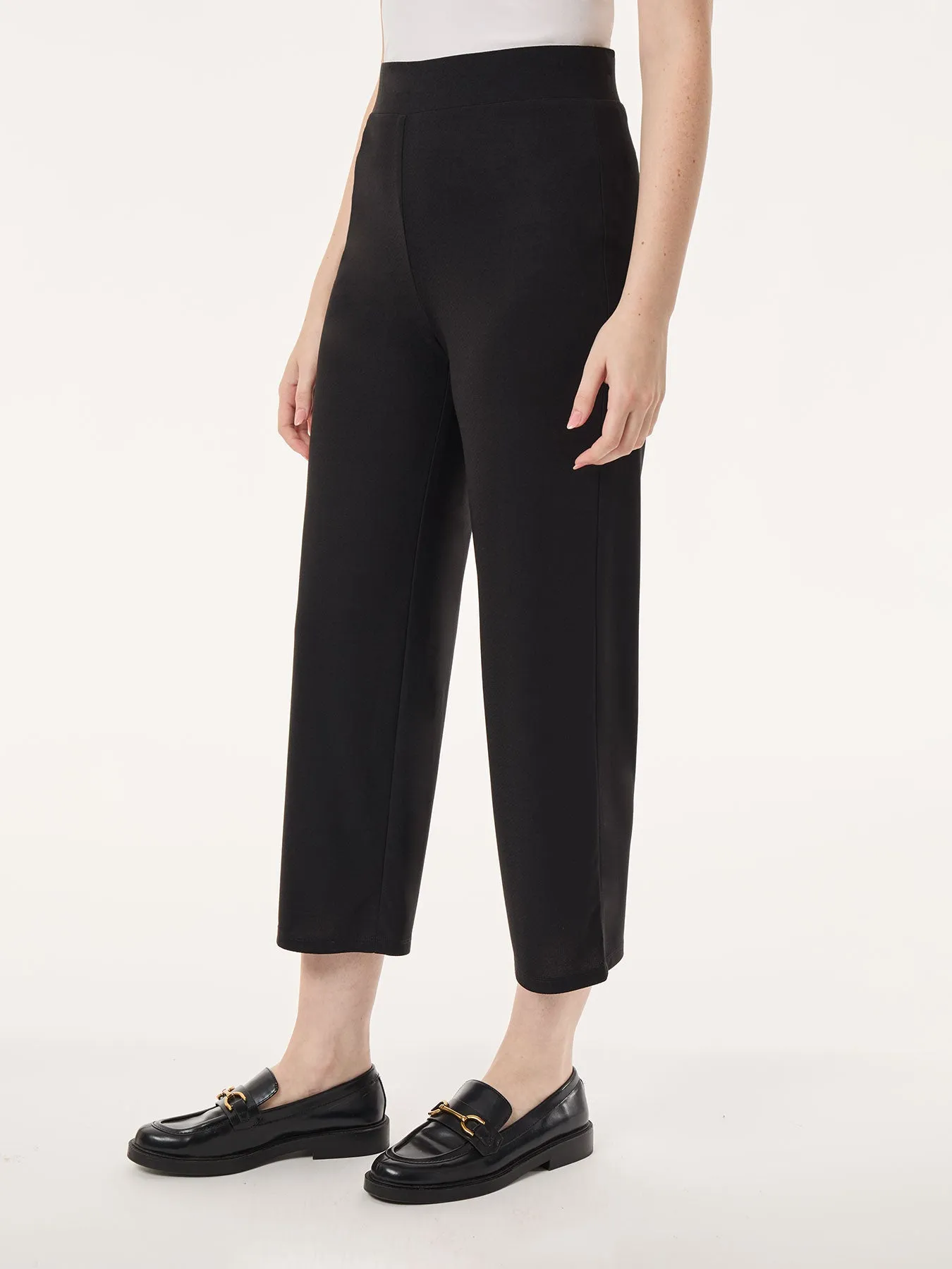 Pull-On Cropped Wide Leg Pant, Moss Crepe