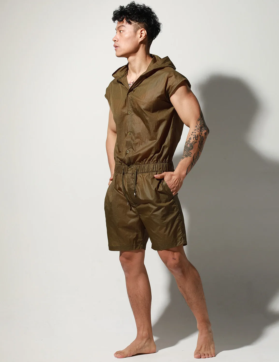 Quick-Dry Union Suit Sleeveless Hoodie T9002