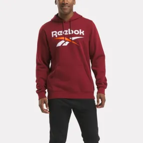 Reebok Apparel Men Reebok Identity Fleece Stacked Logo Pullover Hoodie RICH MAROON