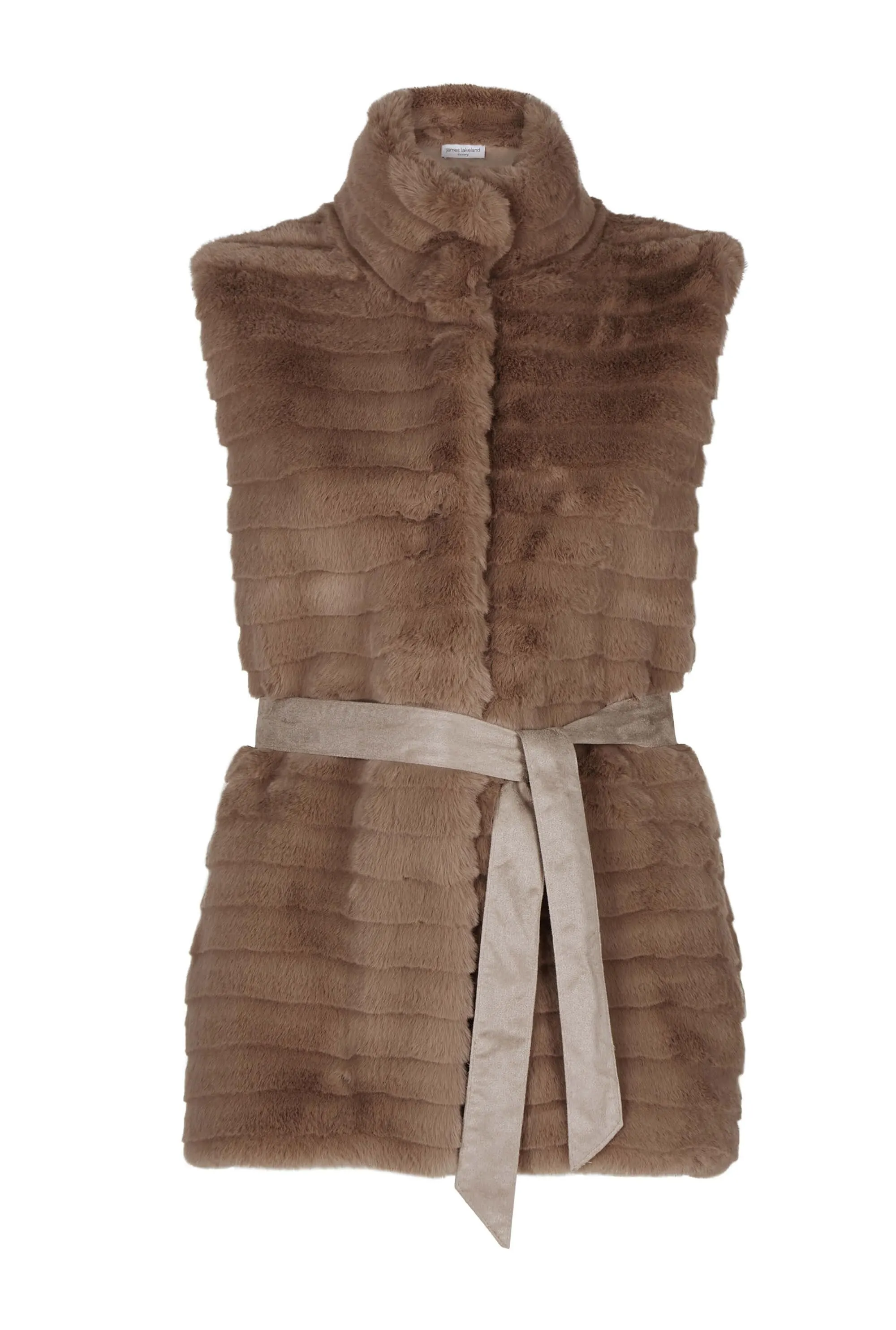 Ribbed Faux Fur Gilet with Belt