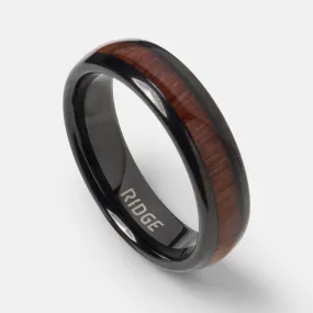 Ridge 6mm Rounded Ring Set - Mopane Wood