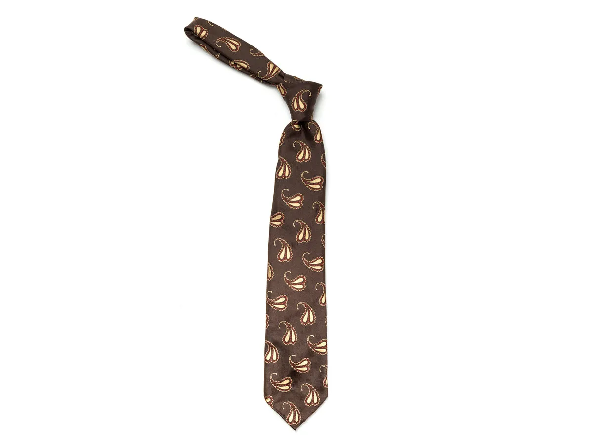 Seven Fold Tie Paisley Dark Brown