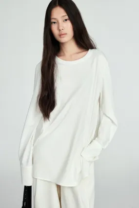 Shirt-style sleeves elastic minimalist T-shirt