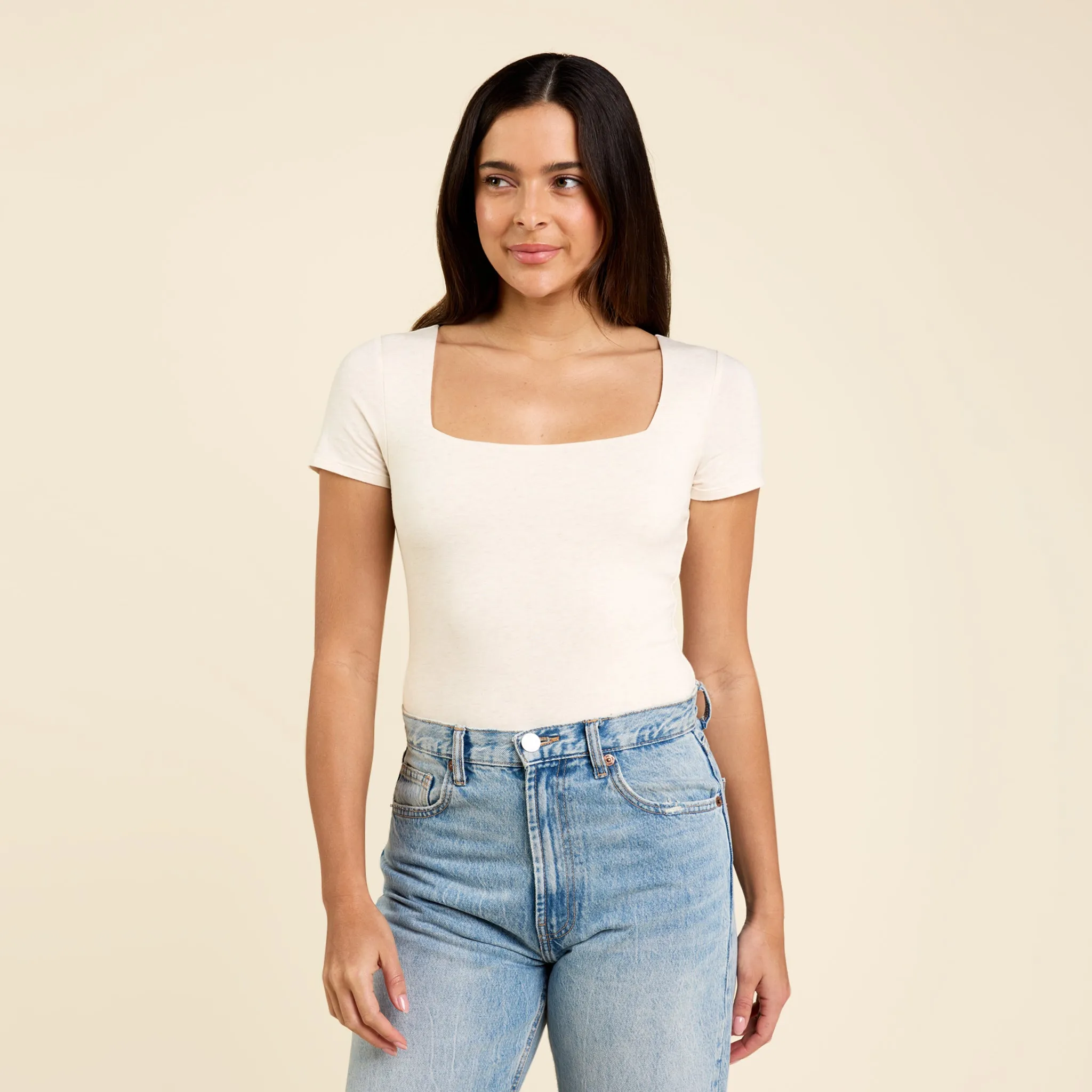 Short Sleeve Square Neck Bodysuit