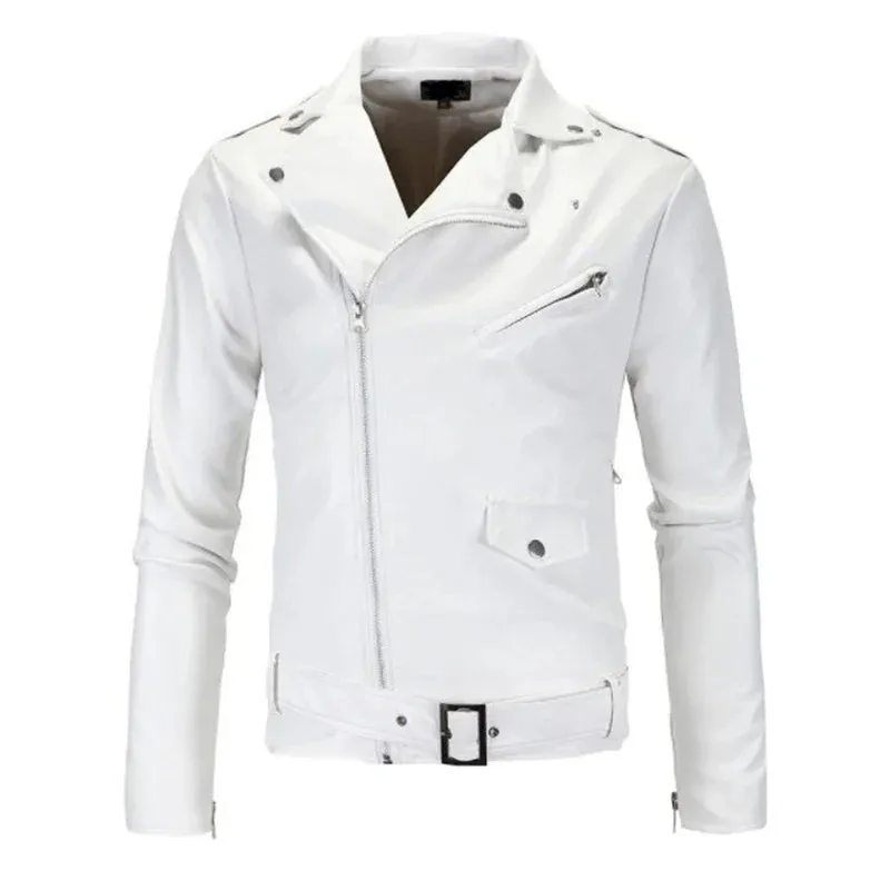 Slim Fit Motorcycle Leather Jacket - Classic Biker Style