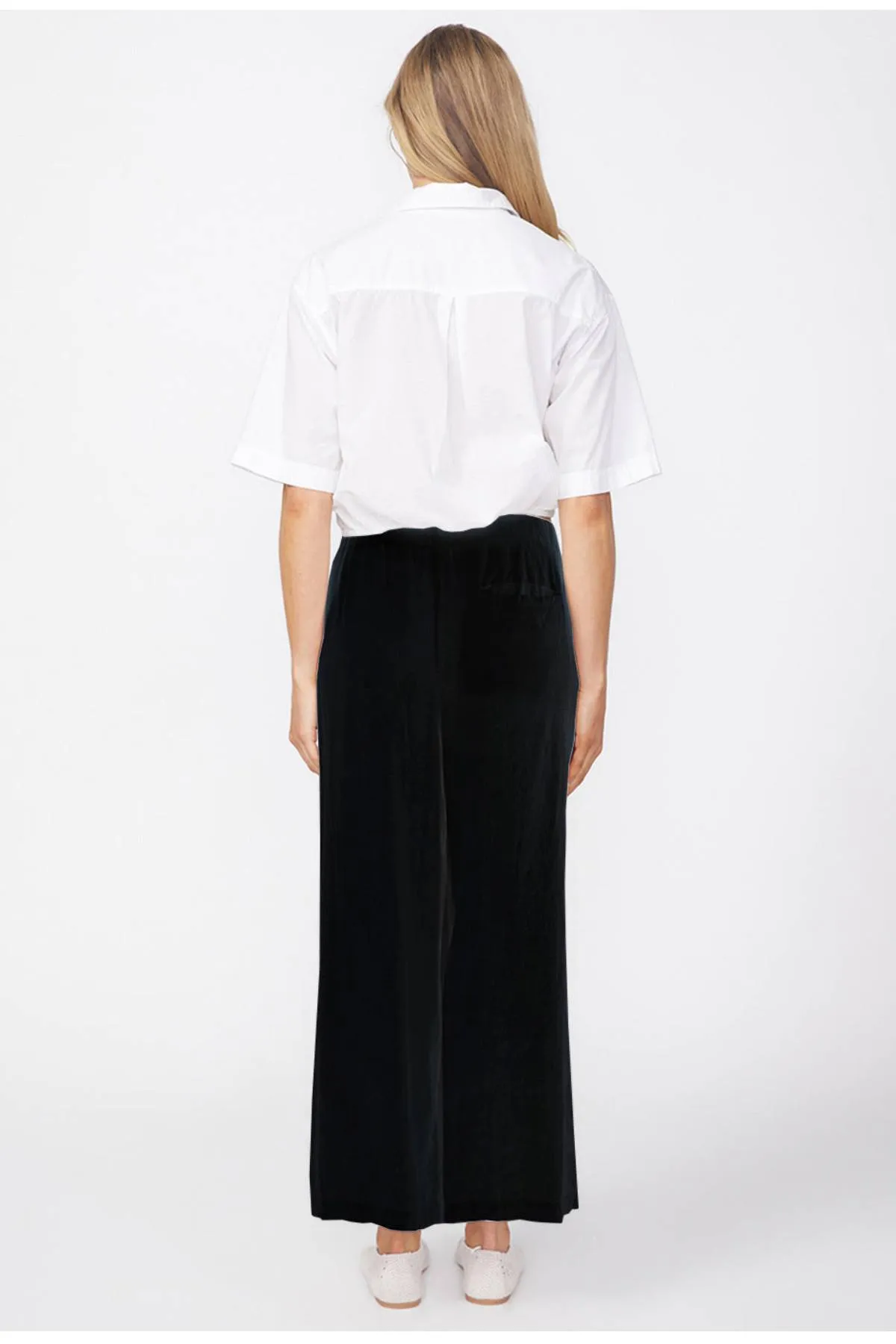 Stateside Linen Cropped Pull-On Trouser in Black