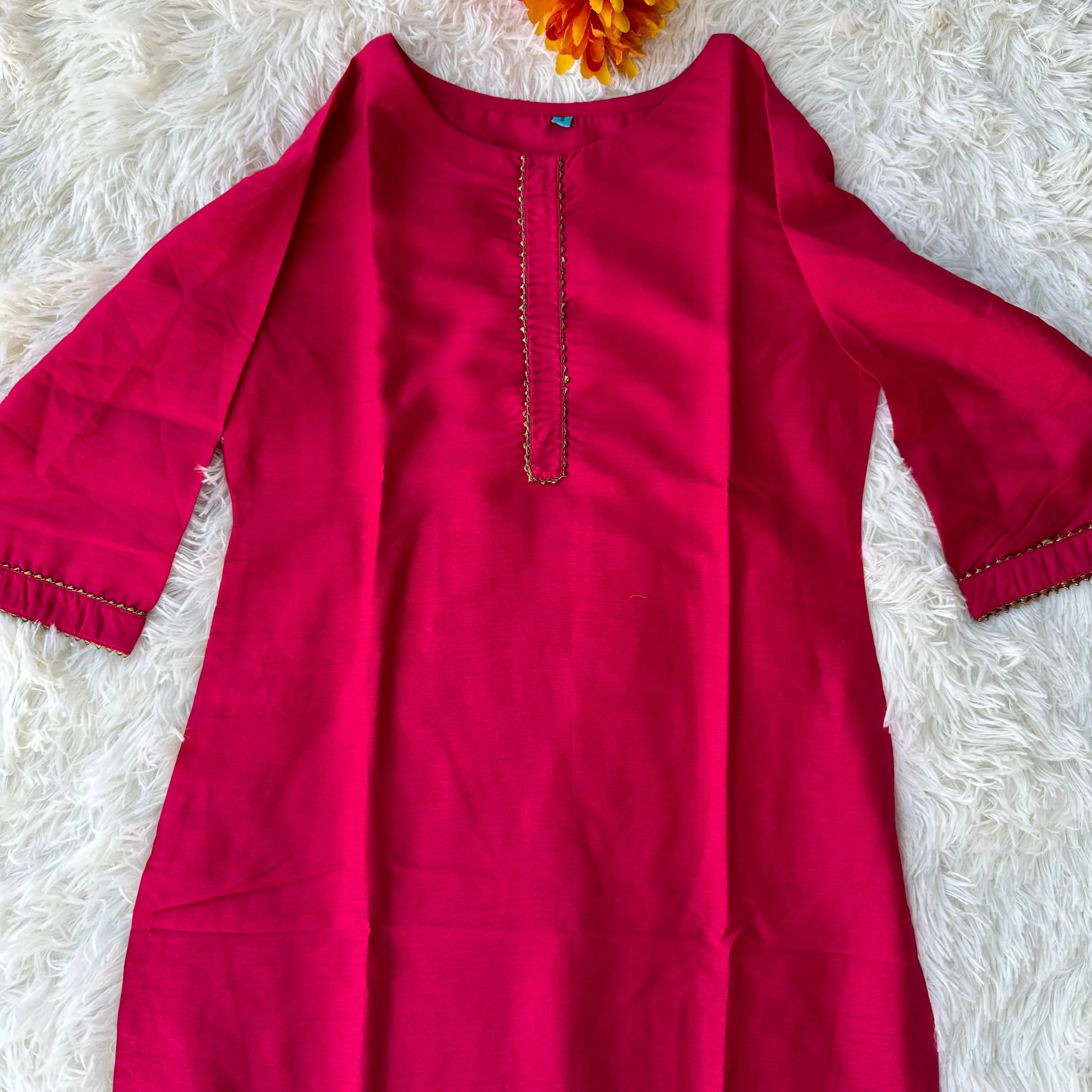 Step into Style: Pink Poly Silk Solid Kurta, Pant, and Dupatta Set