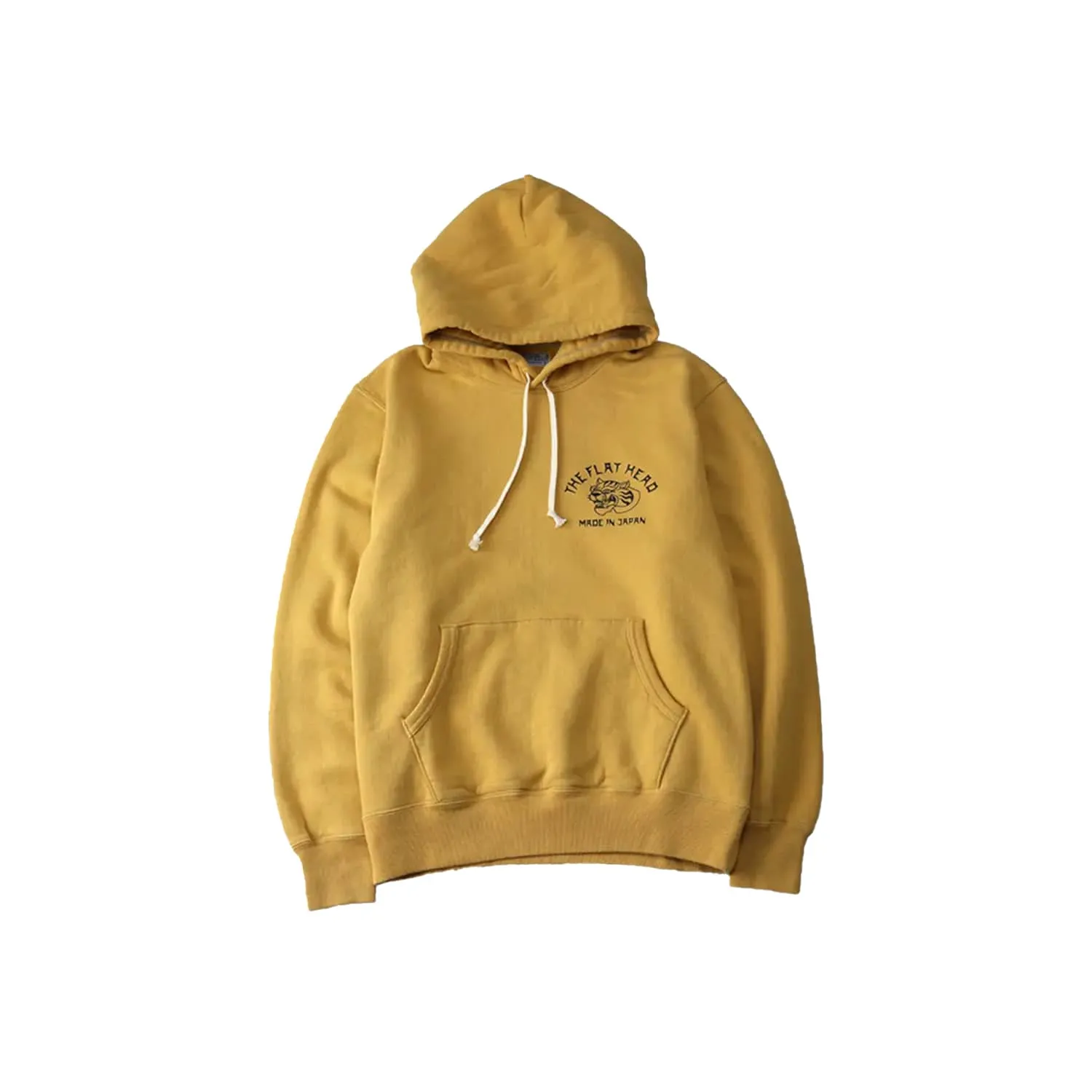 The Flat Head Sweatshirt Hoodie Brushed Lining Made in Japan Mustard Print