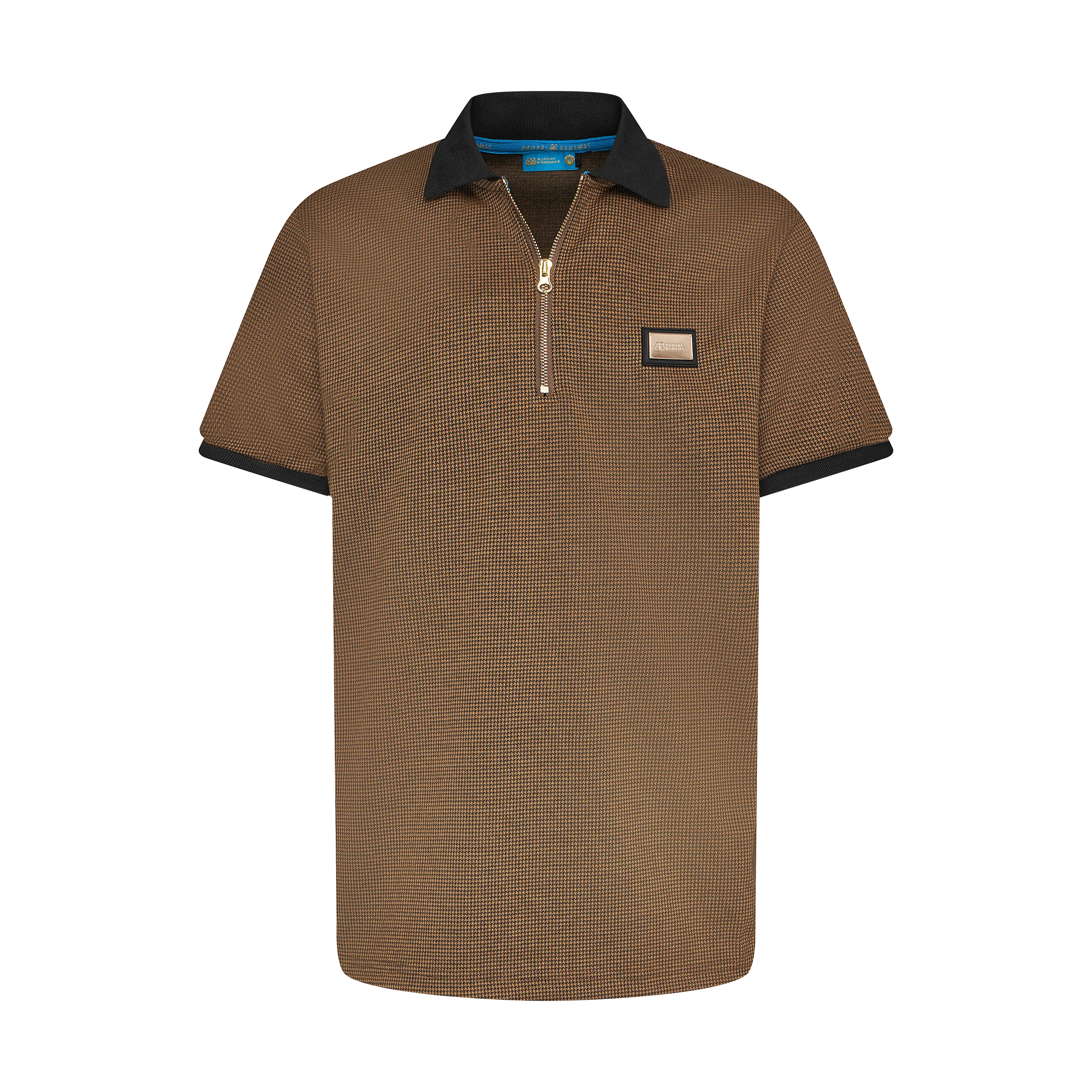 THE HOUNDSTOOTH POLO-BROWN