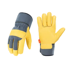 VGO 1 Pair Unlined Safety Cow Grain Leather Work Gloves Men, Construction gloves, Gardening gloves (CA3501HL)