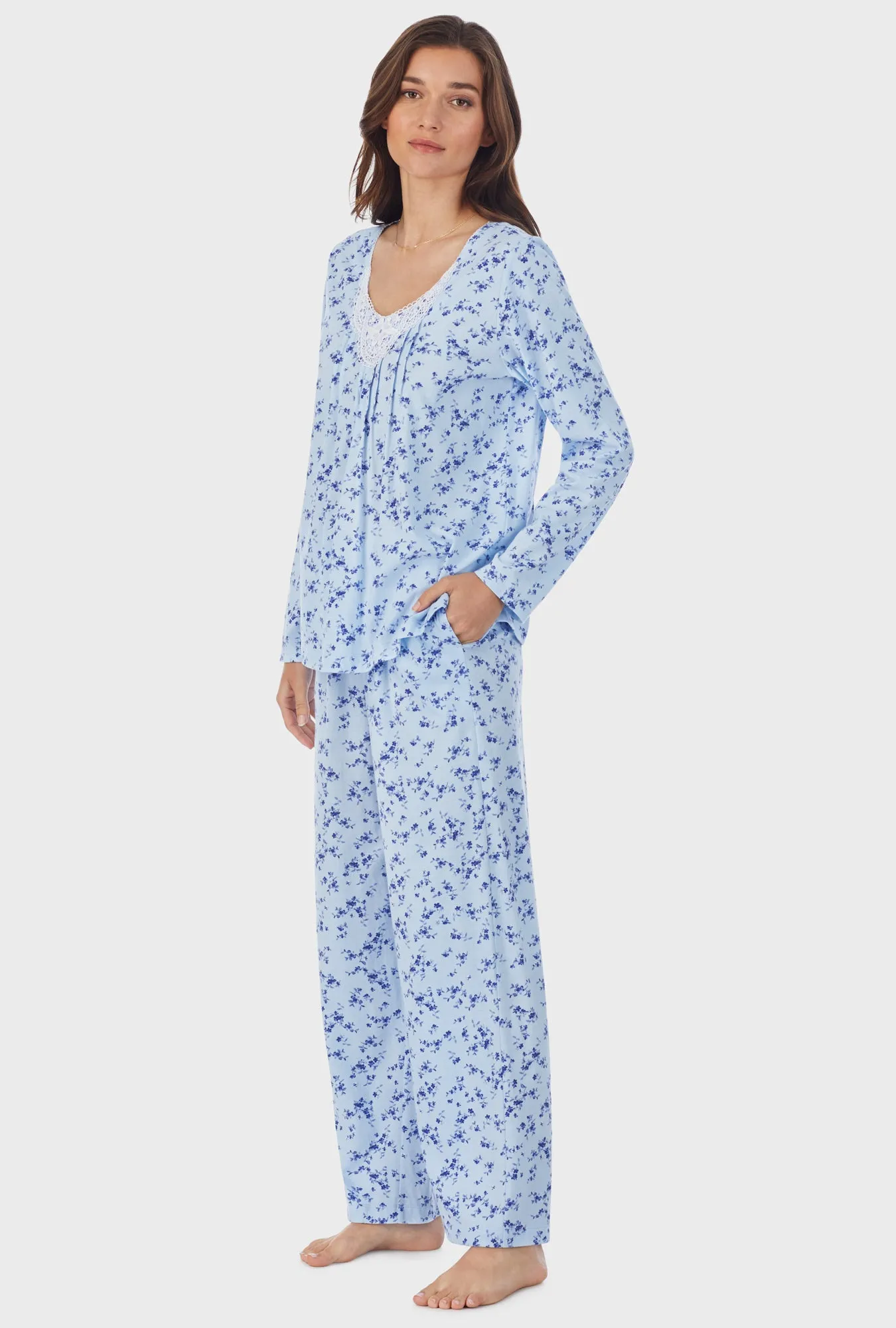 Winter Floral Cotton Long Pajama Set